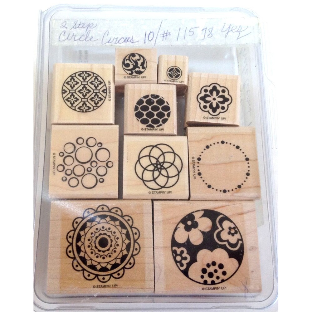 Stampin’ Up! Circle Circus #115778 Set of 10 Tags Un-Used Open Box Wood Mounted